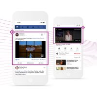 Two phones showcasing facebook and youtube ads