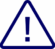 A triangular sign with an exclamation mark in dark blue
