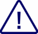 A triangular sign with an exclamation mark in dark blue